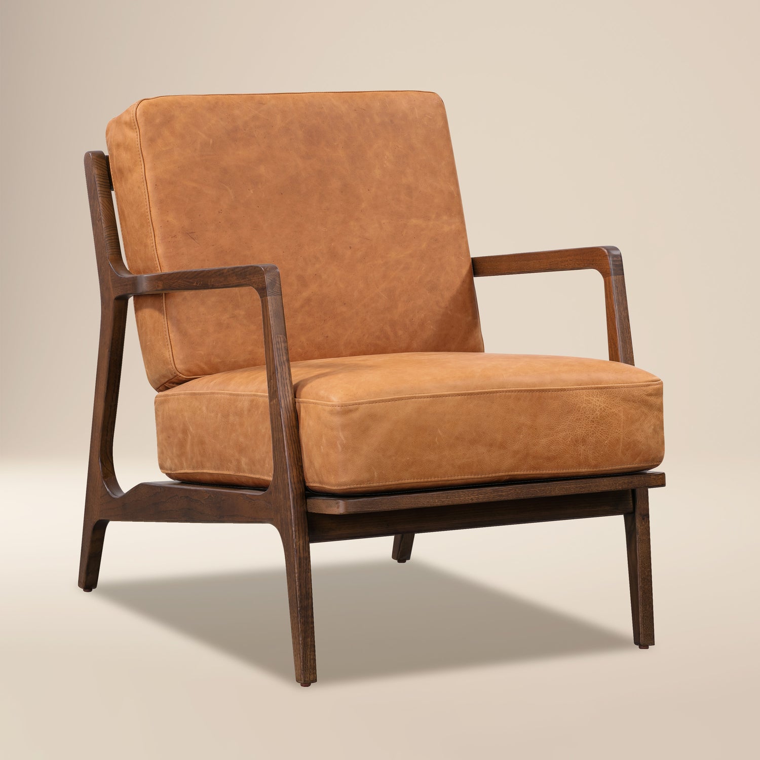 Verity Leather Lounge Chair | Cognac Tan 