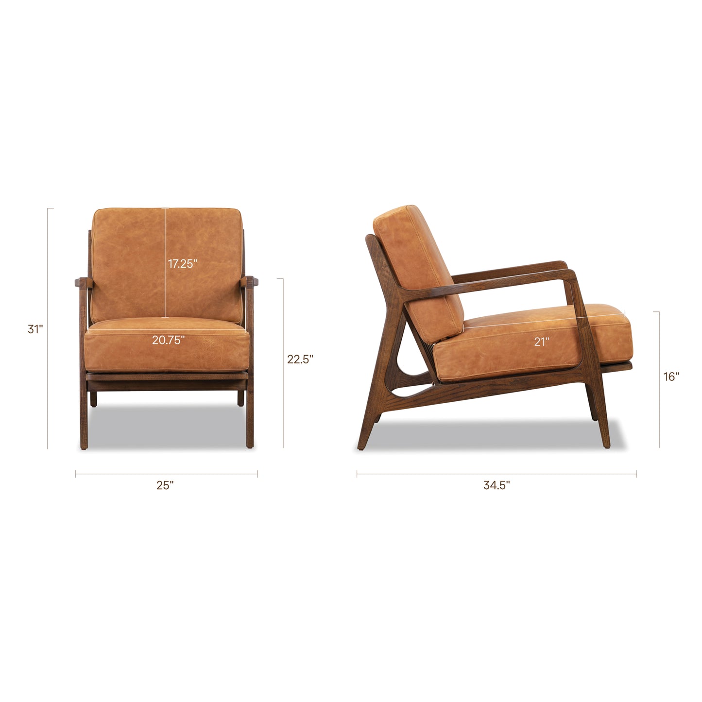 Verity Leather Lounge Chair | Cognac Tan