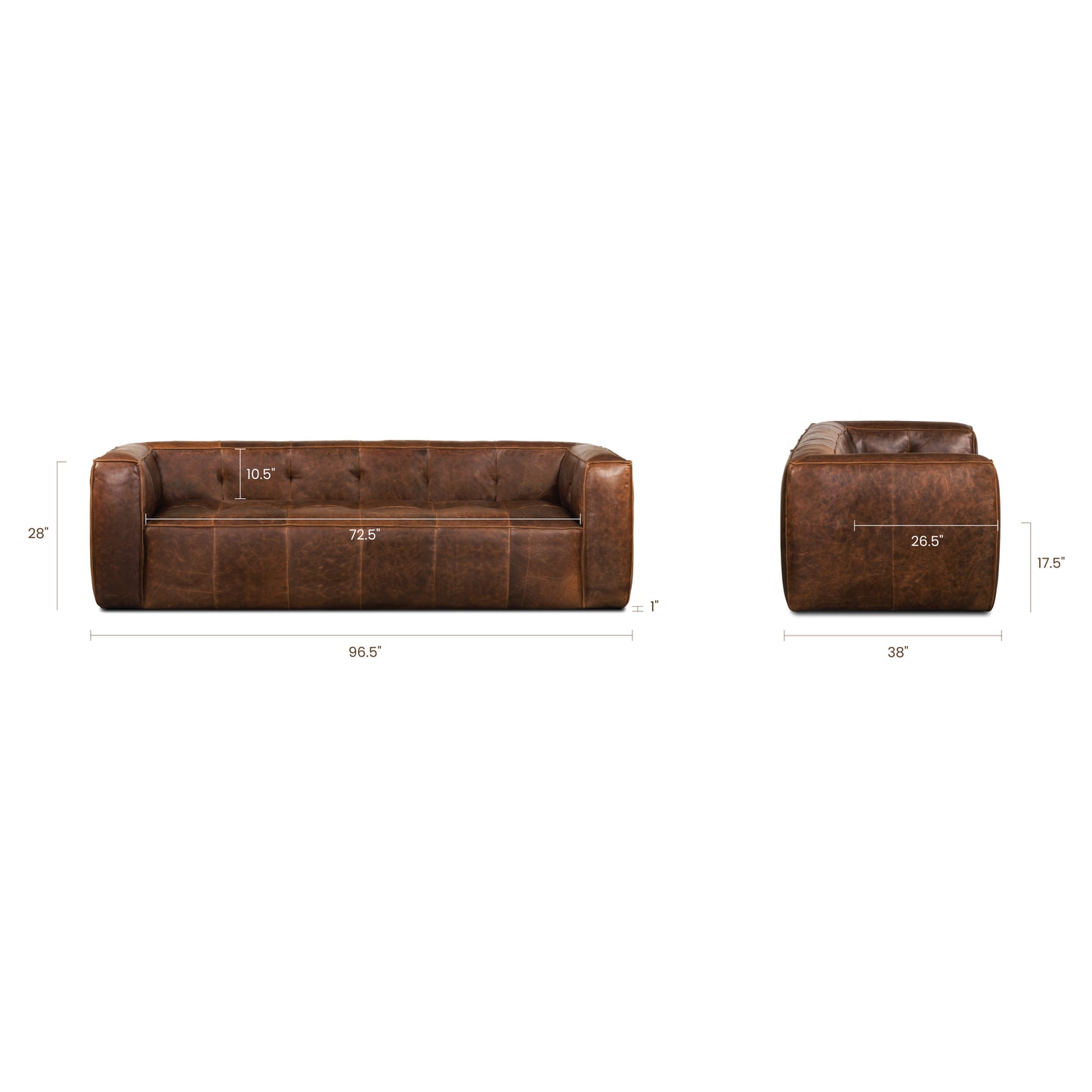 Capa 96.5" Leather Sofa | Chocolate Brown