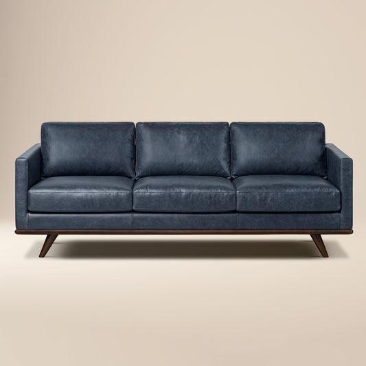 Nolita 85" Leather Sofa | Nightfall Blue