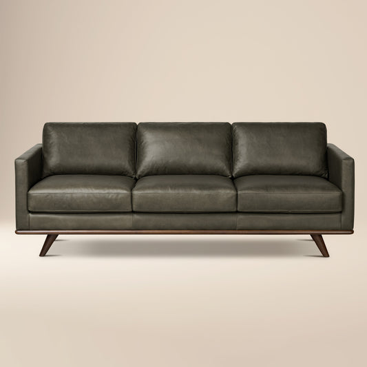 Nolita 85" Leather Sofa | Olivine Green