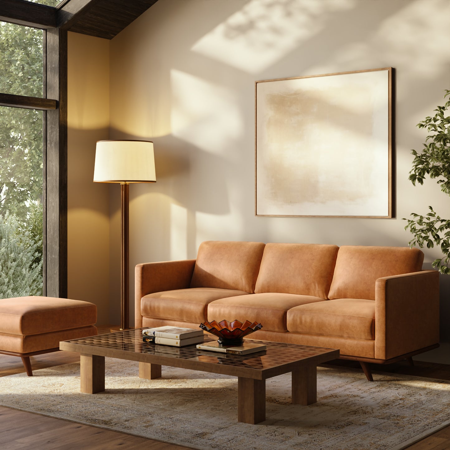 Nolita 85" Leather Sofa | Cognac Tan