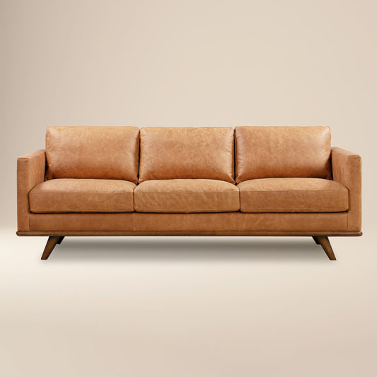 Nolita 85" Leather Sofa | Cognac Tan