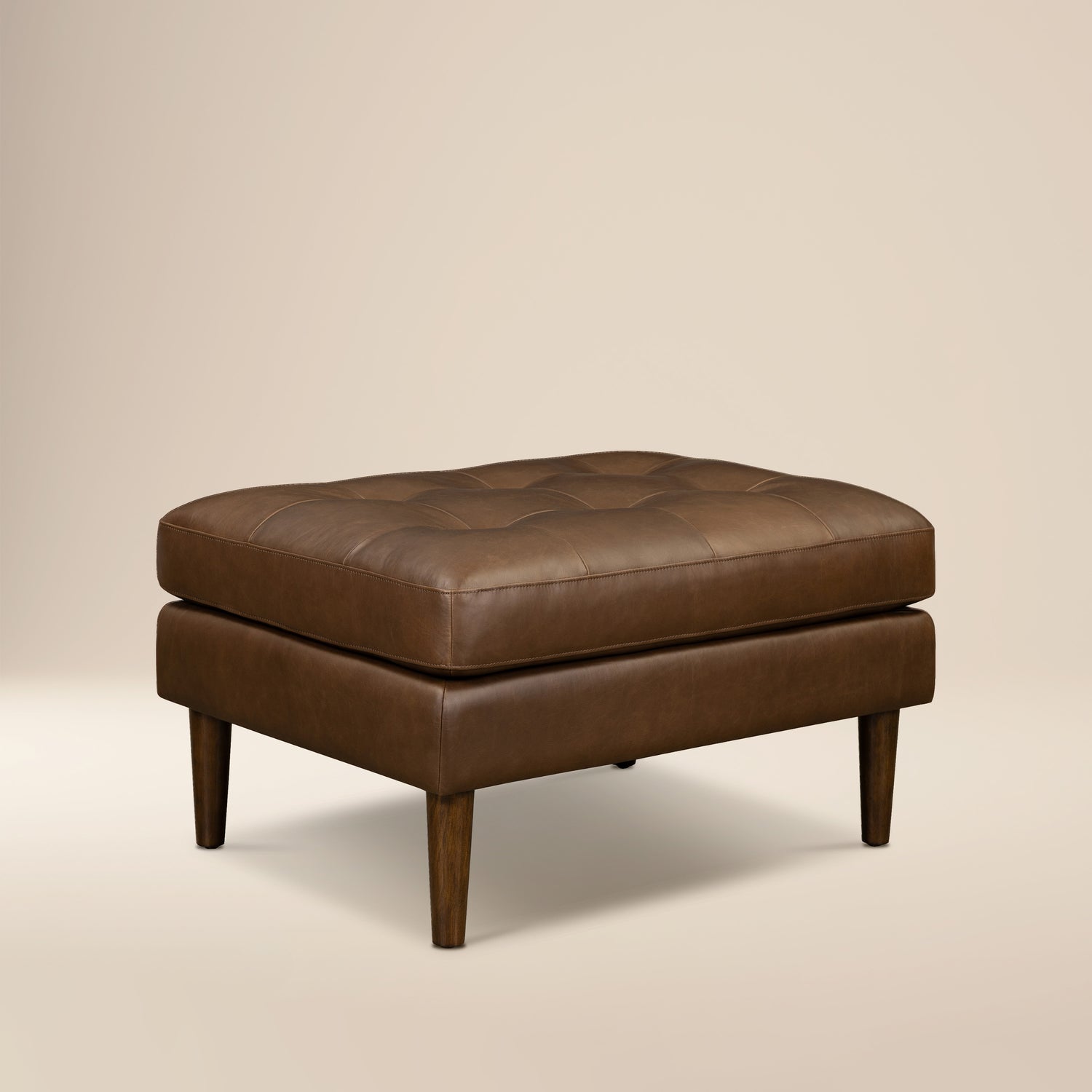 Napa Leather Ottoman | Cocoa Brown 