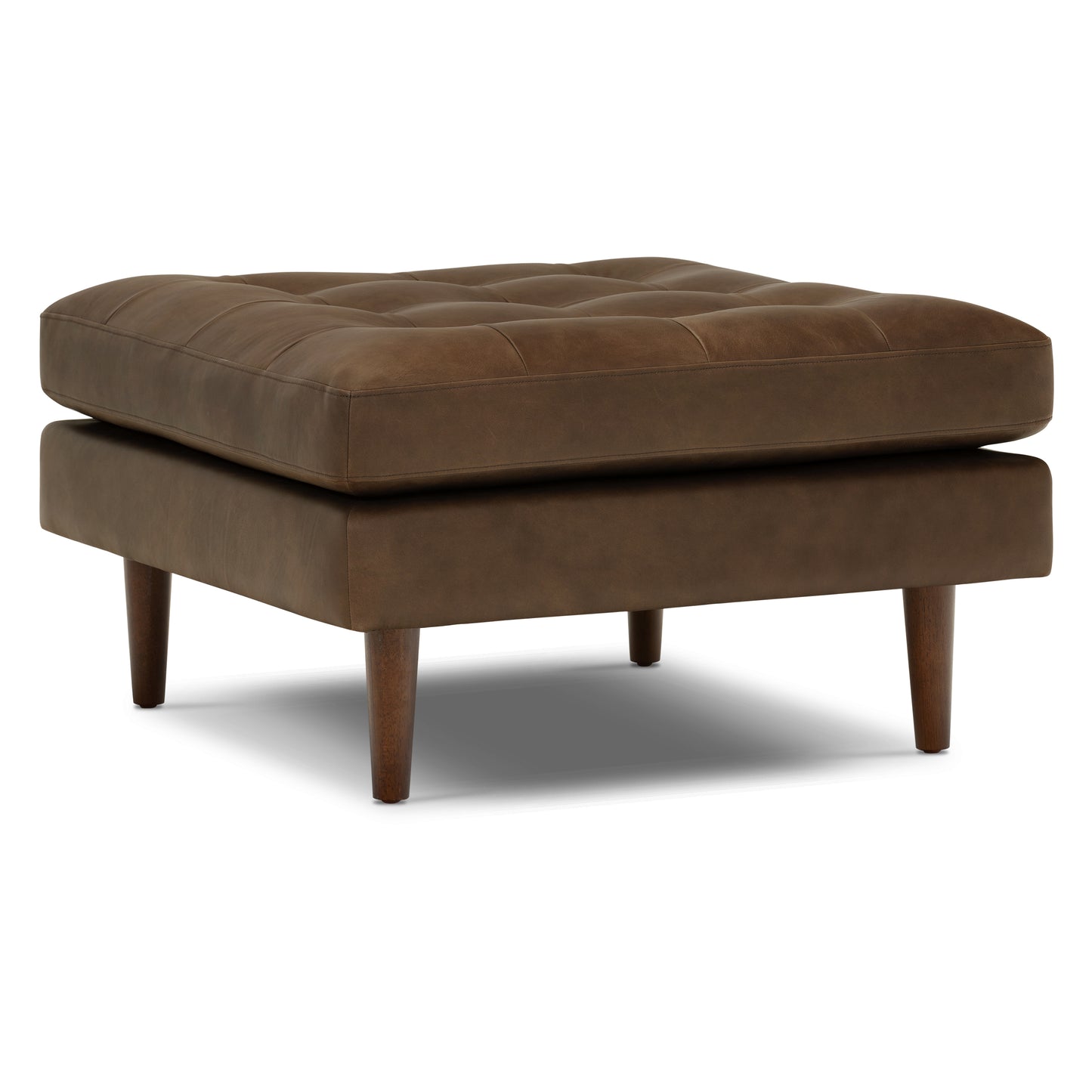 Napa Leather Ottoman | Cocoa Brown