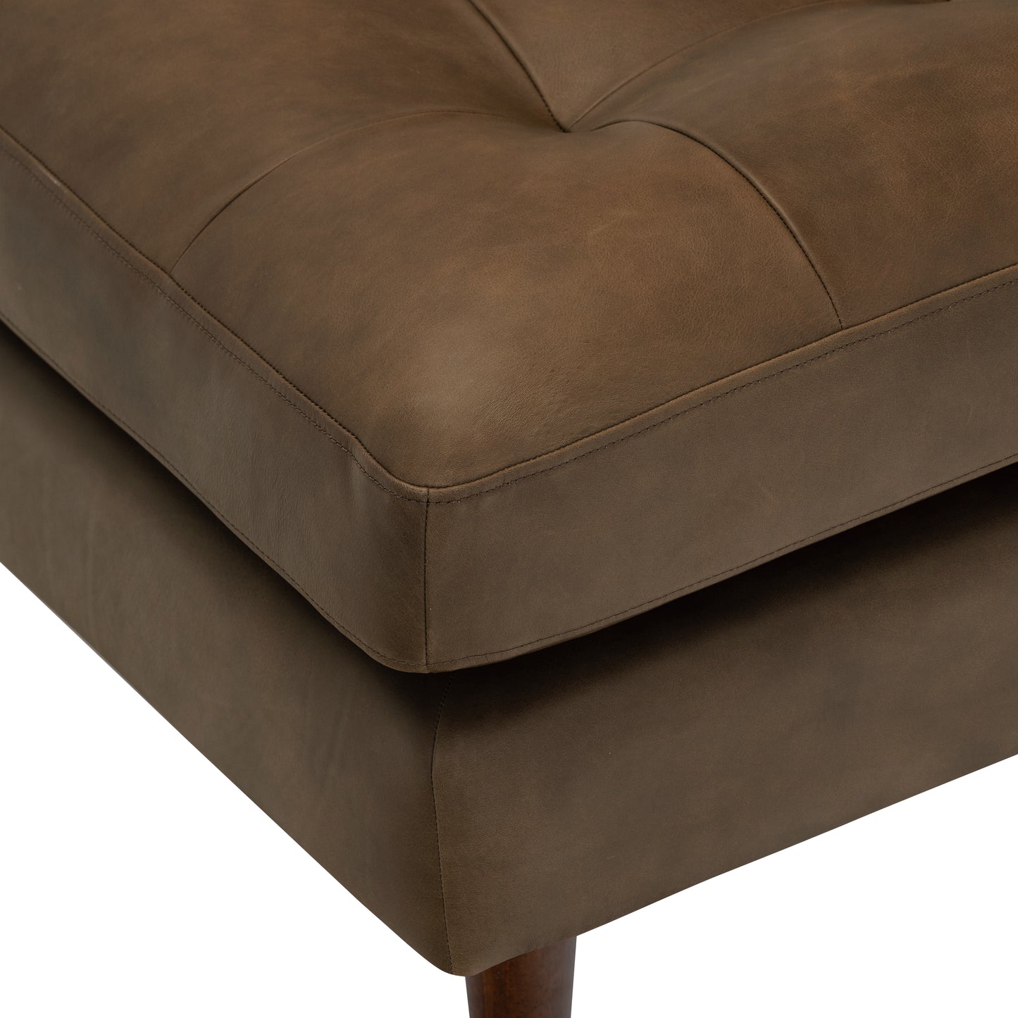 Napa Leather Ottoman | Cocoa Brown