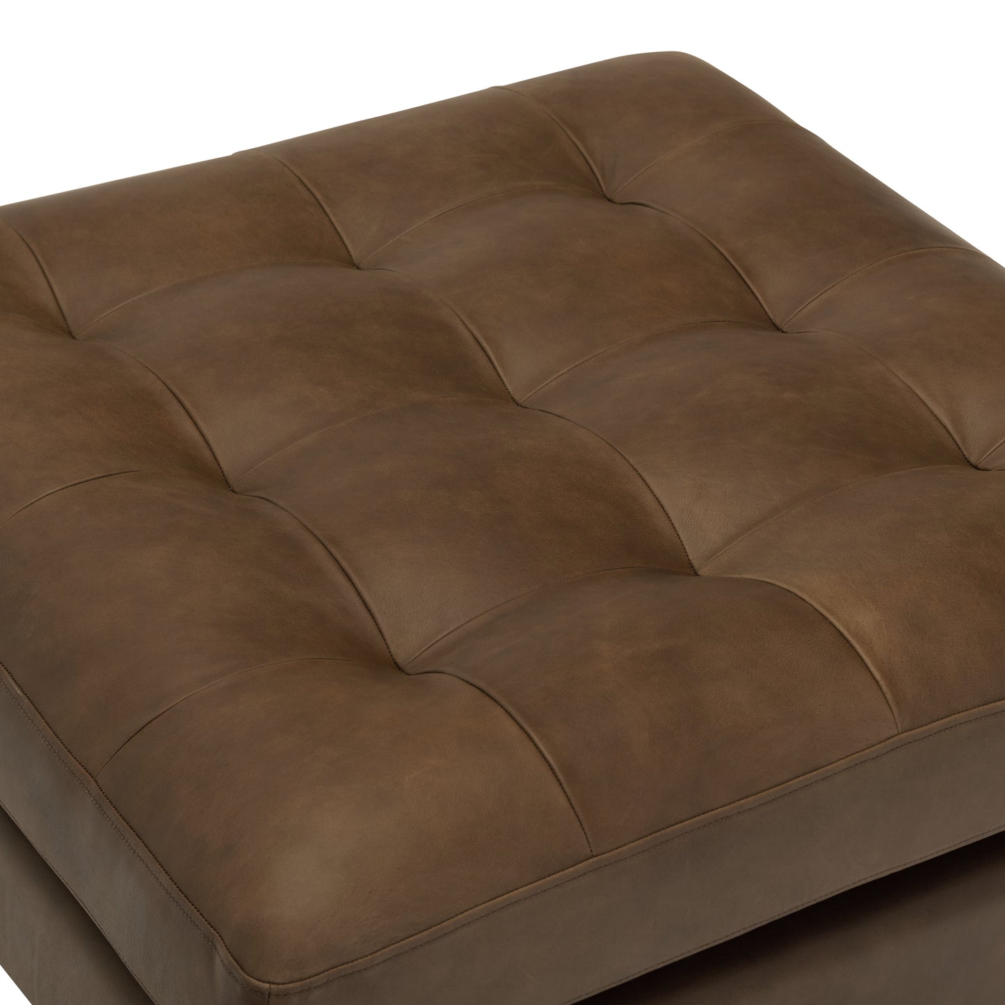 Napa Leather Ottoman | Cocoa Brown