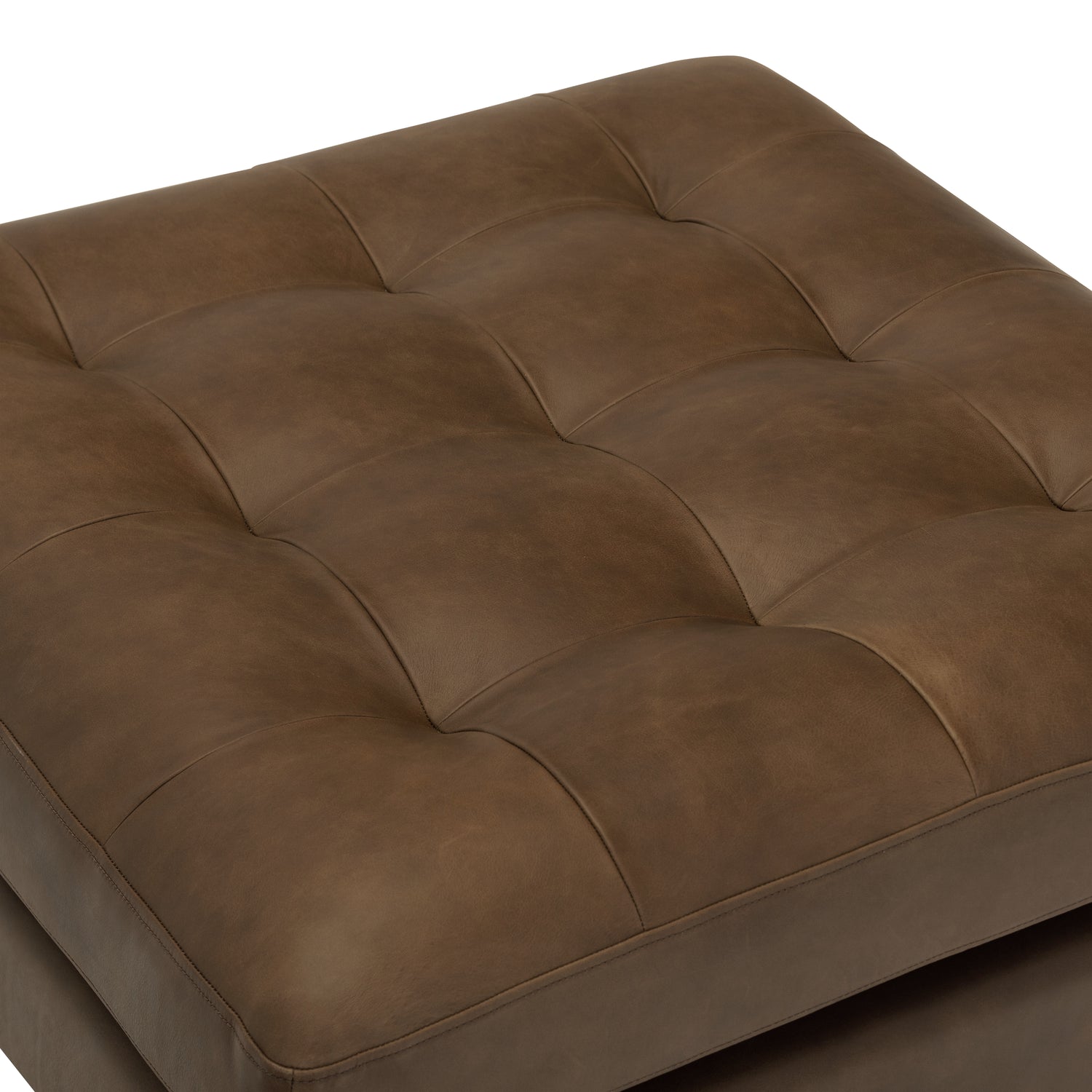Napa Leather Ottoman | Cocoa Brown 