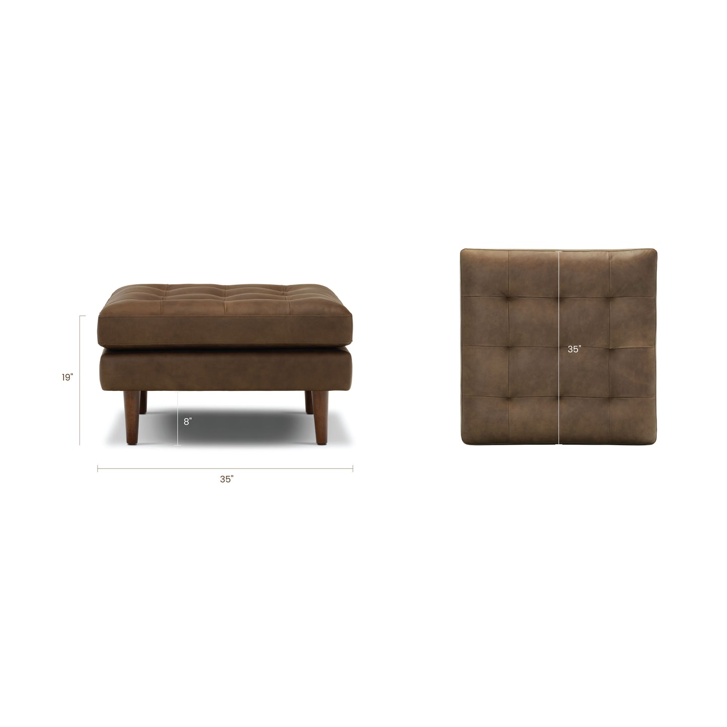 Napa Leather Ottoman | Cocoa Brown