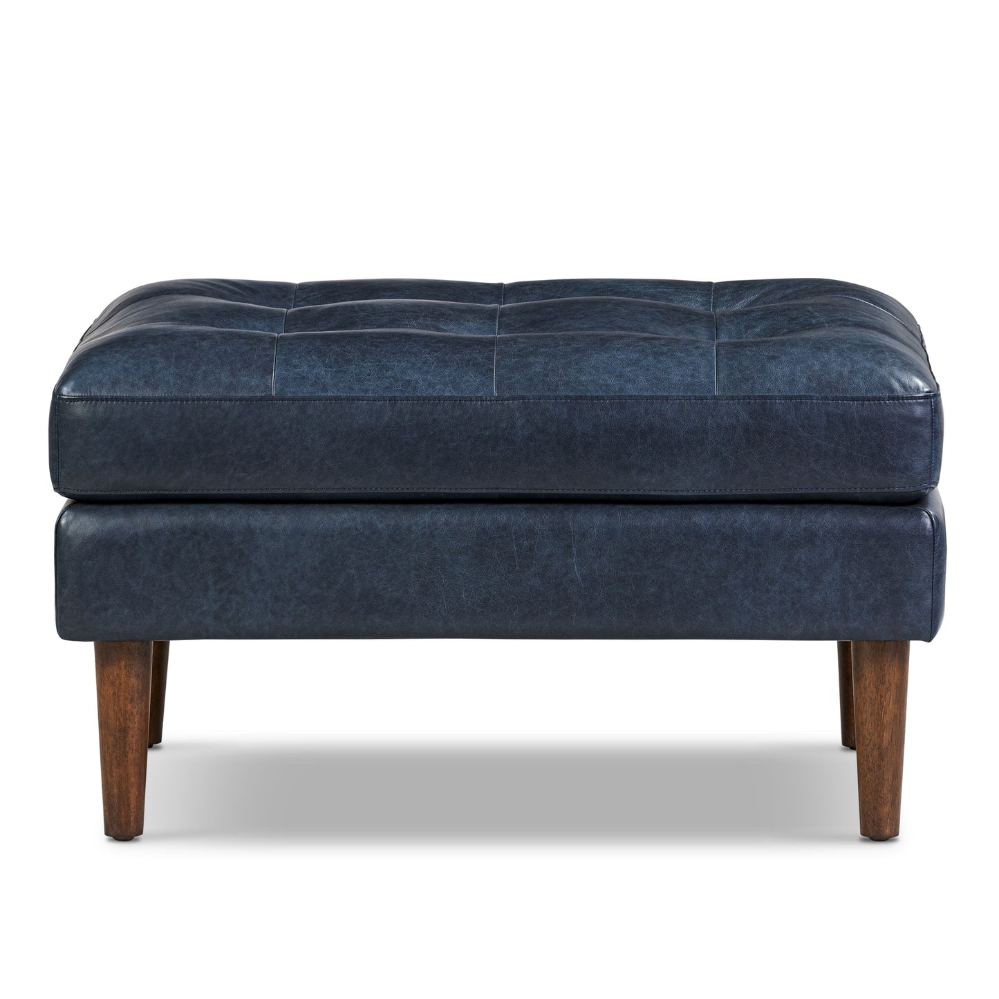 Napa Leather Ottoman | Midnight Blue