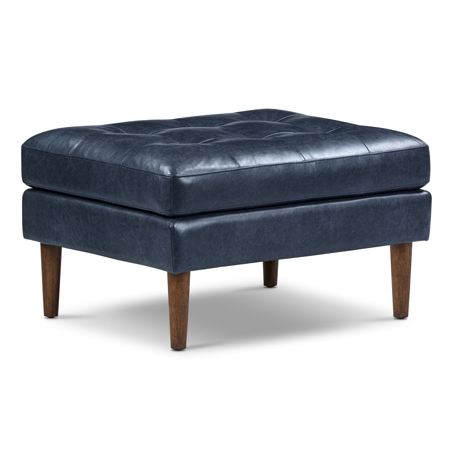 Napa Leather Ottoman | Midnight Blue 