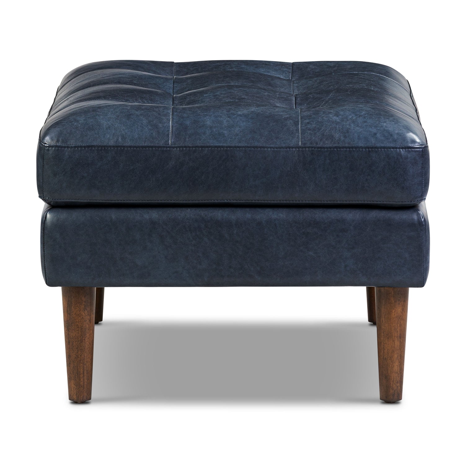 Napa Leather Ottoman | Midnight Blue 