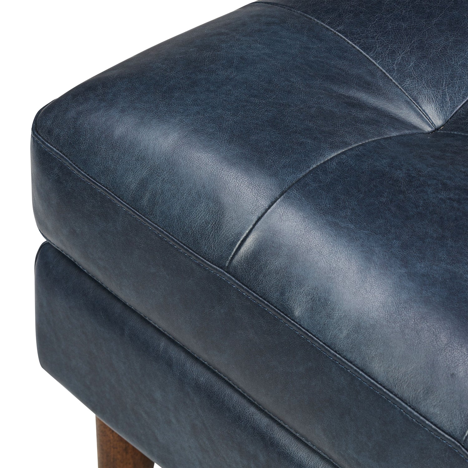 Napa Leather Ottoman | Midnight Blue 