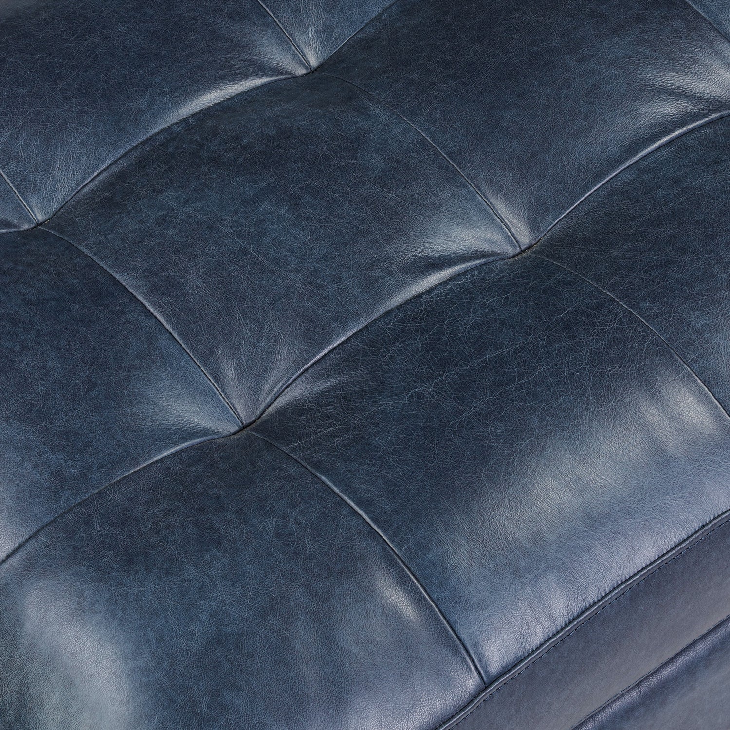 Napa Leather Ottoman | Midnight Blue 