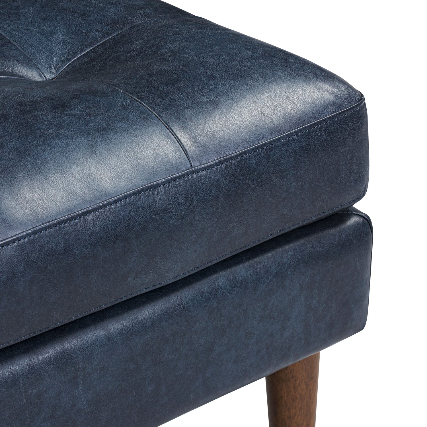 Napa Leather Ottoman | Midnight Blue 