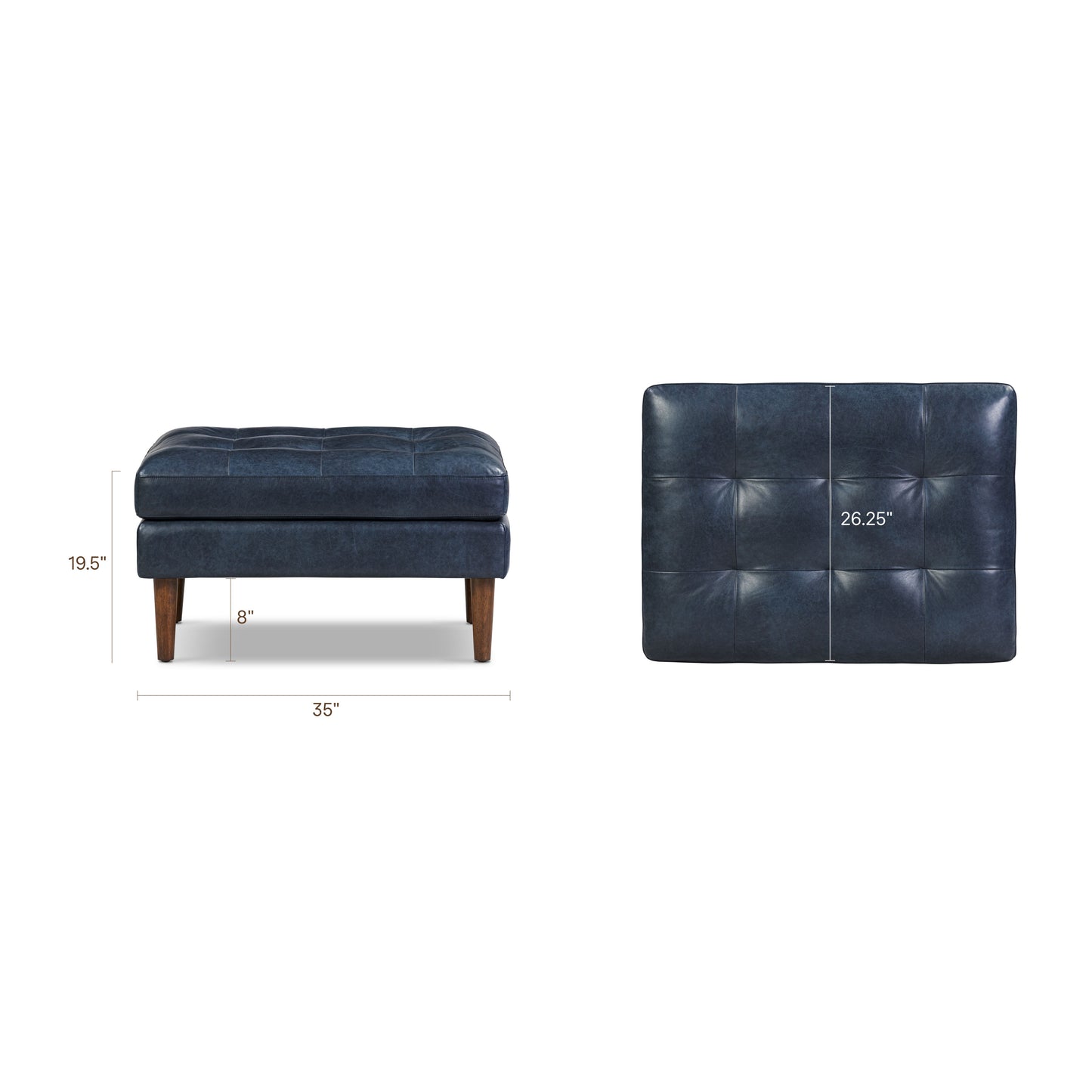 Napa Leather Ottoman | Midnight Blue