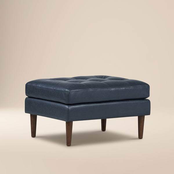 Napa Leather Ottoman | Deepsky Blue