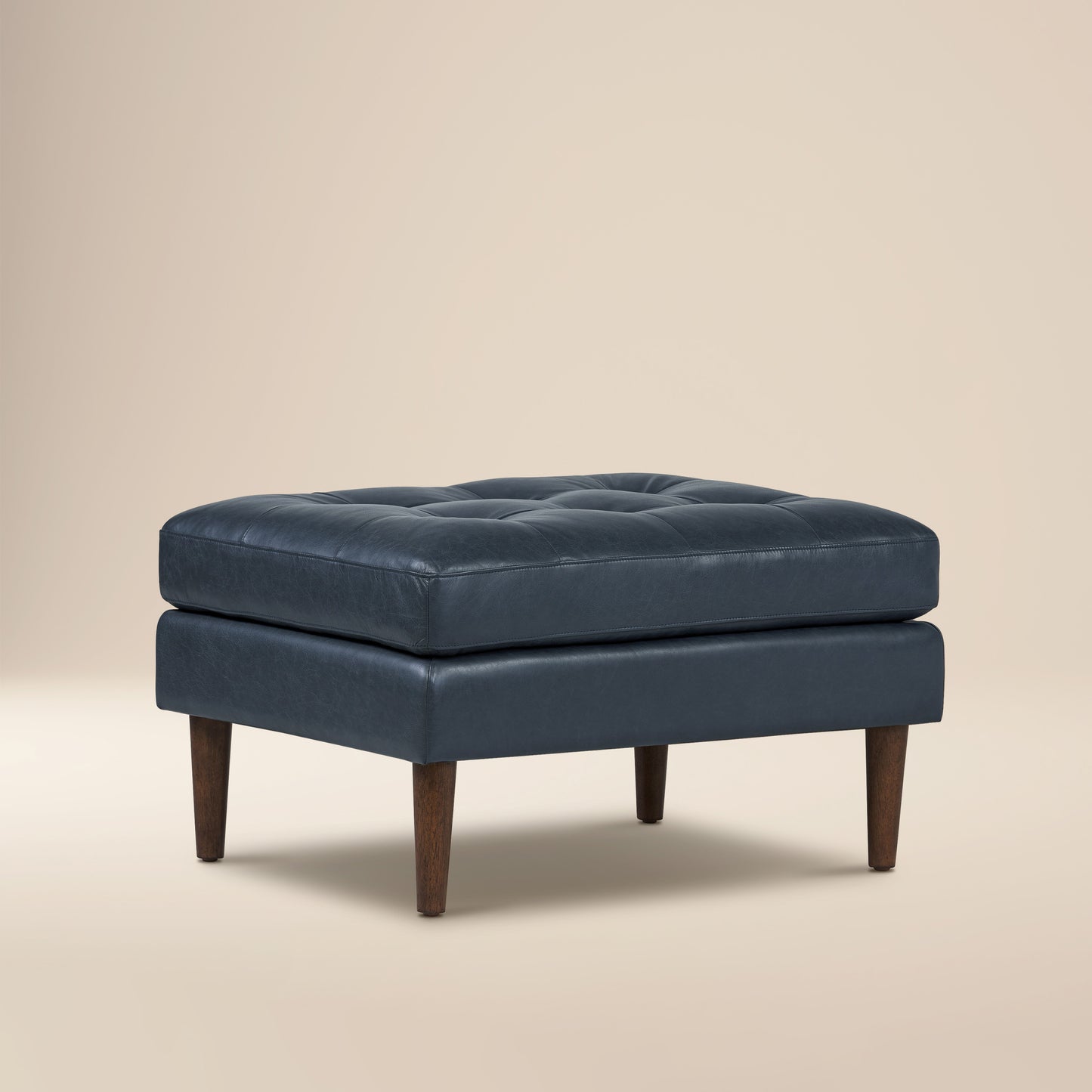 Napa Leather Ottoman | Deepsky Blue