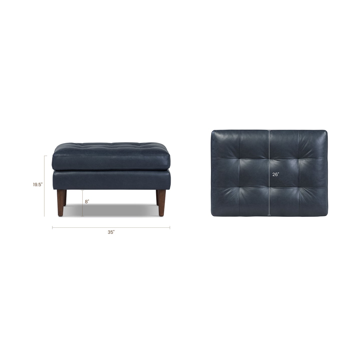 Napa Leather Ottoman | Deepsky Blue