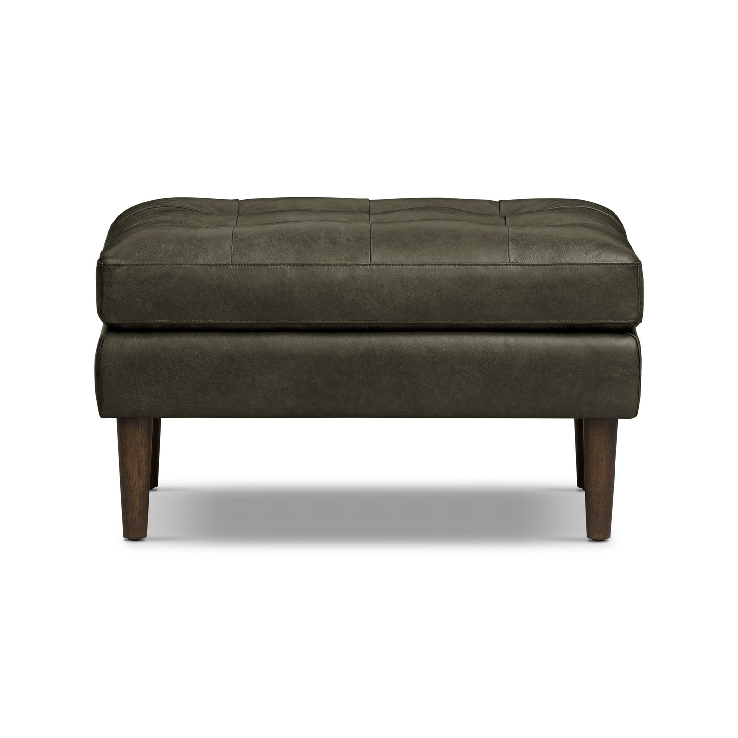 Napa Leather Ottoman | Olivine Green 