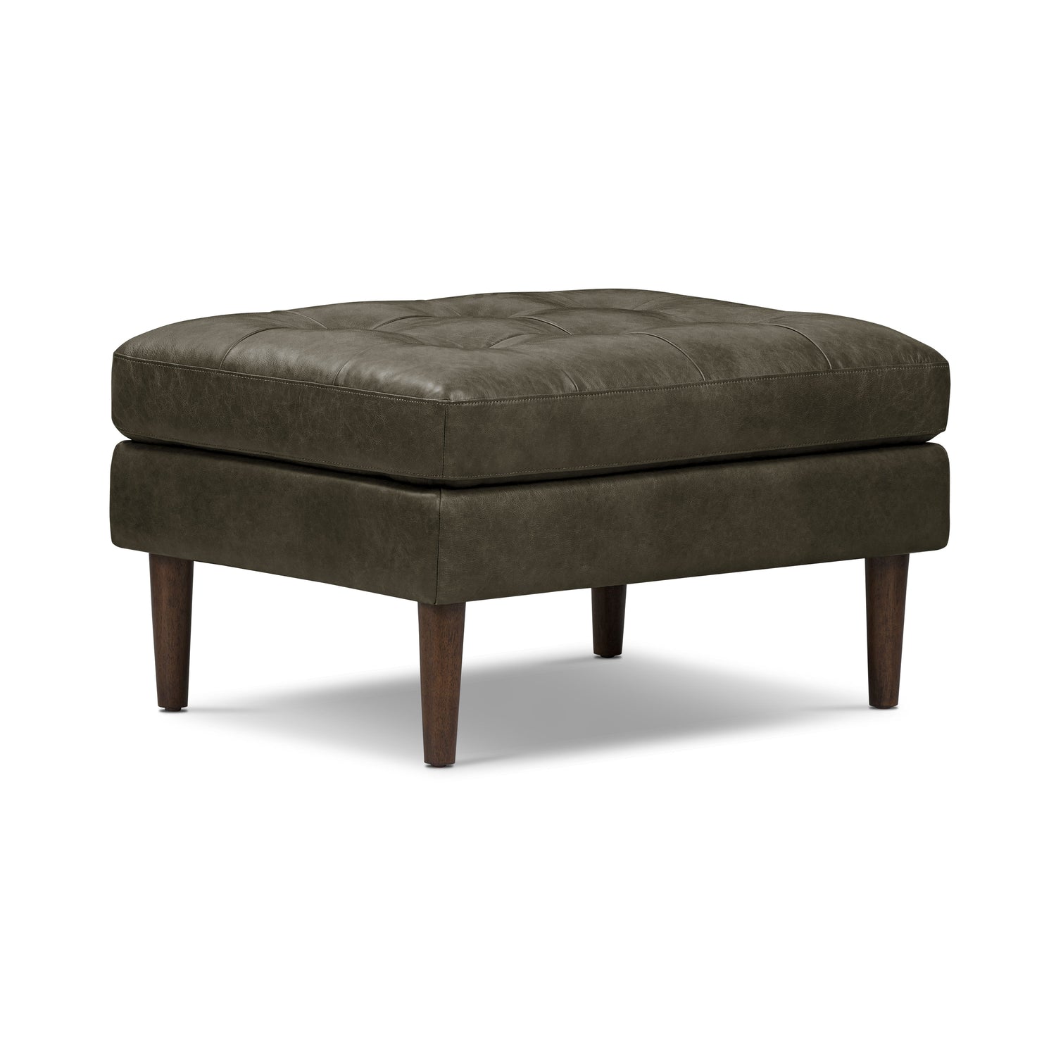 Napa Leather Ottoman | Olivine Green 