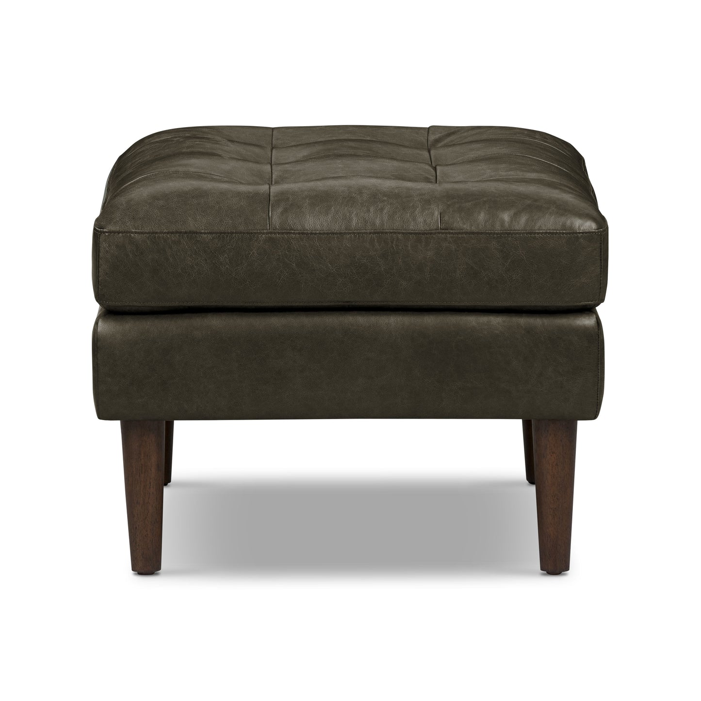 Napa Leather Ottoman | Olivine Green