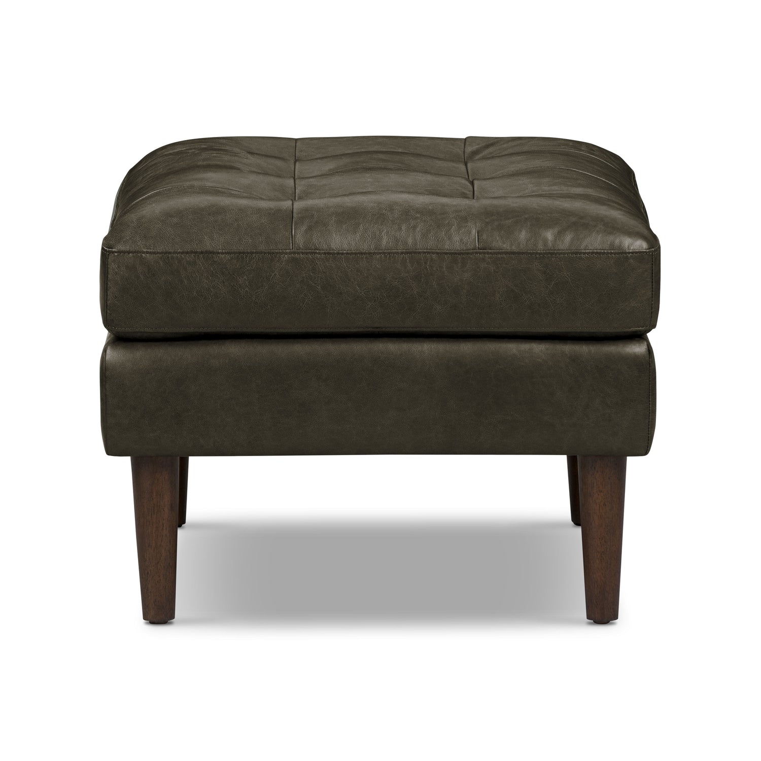 Napa Leather Ottoman | Olivine Green 
