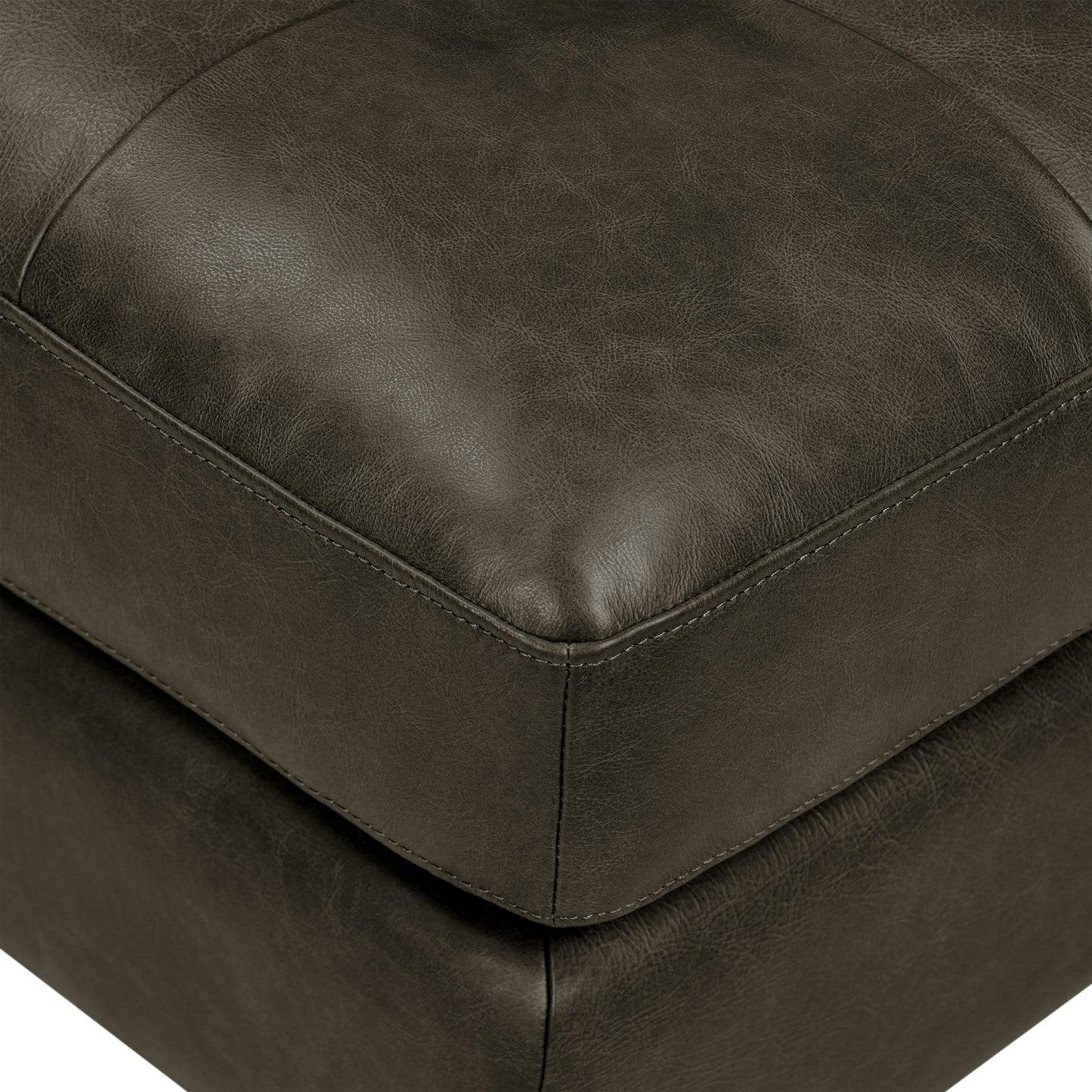 Napa Leather Ottoman | Olivine Green