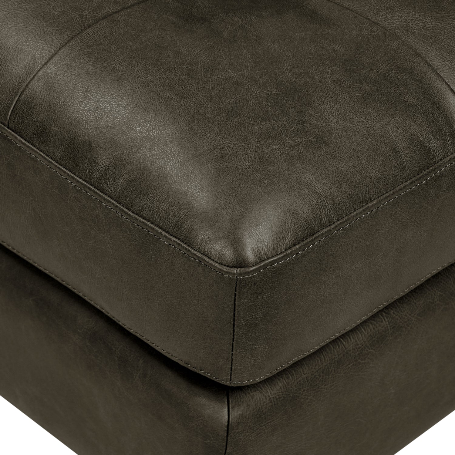 Napa Leather Ottoman | Olivine Green 