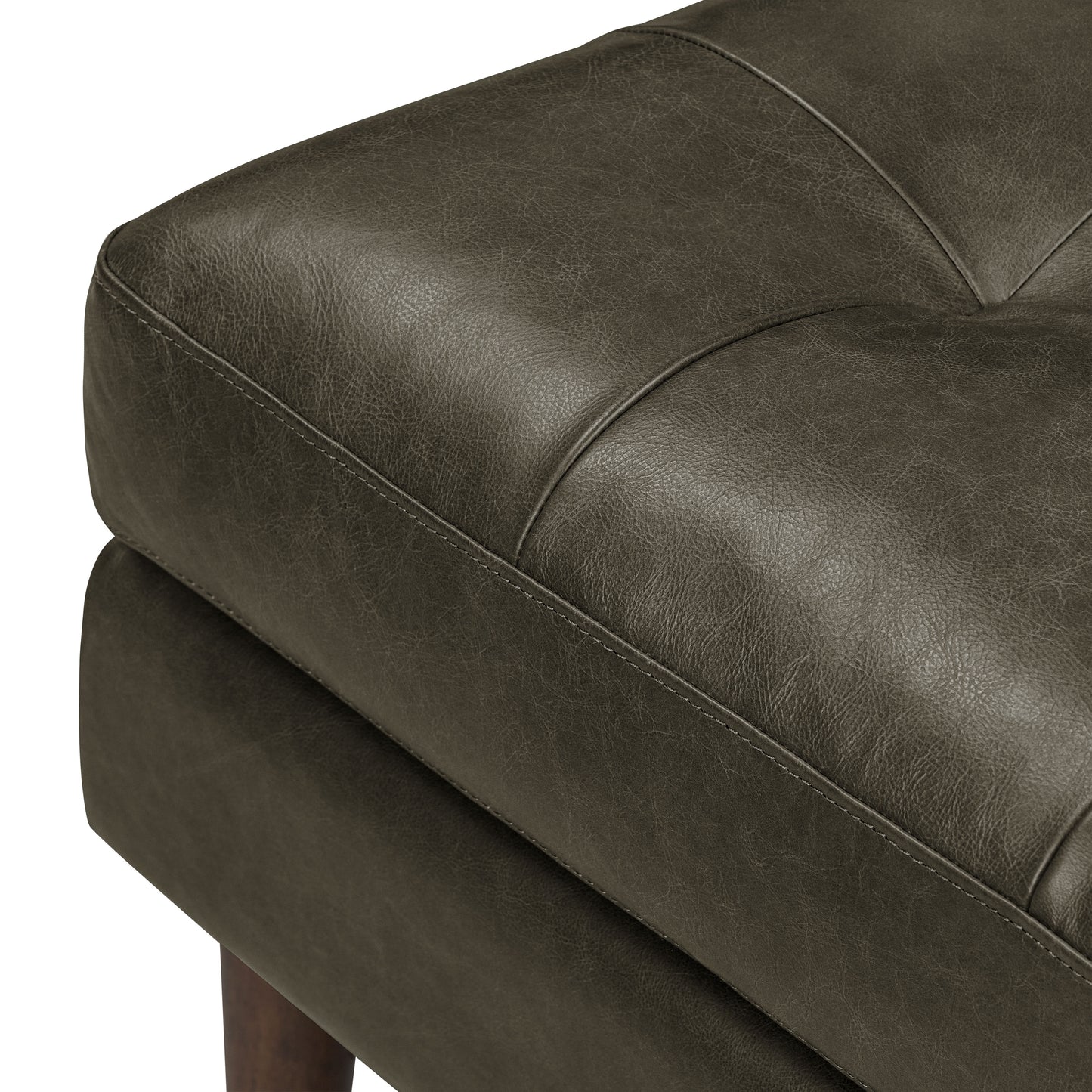 Napa Leather Ottoman | Olivine Green