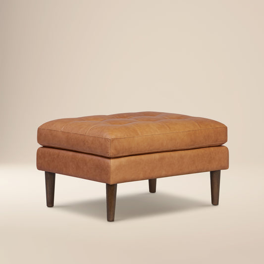 Napa Leather Ottoman | Cognac Tan