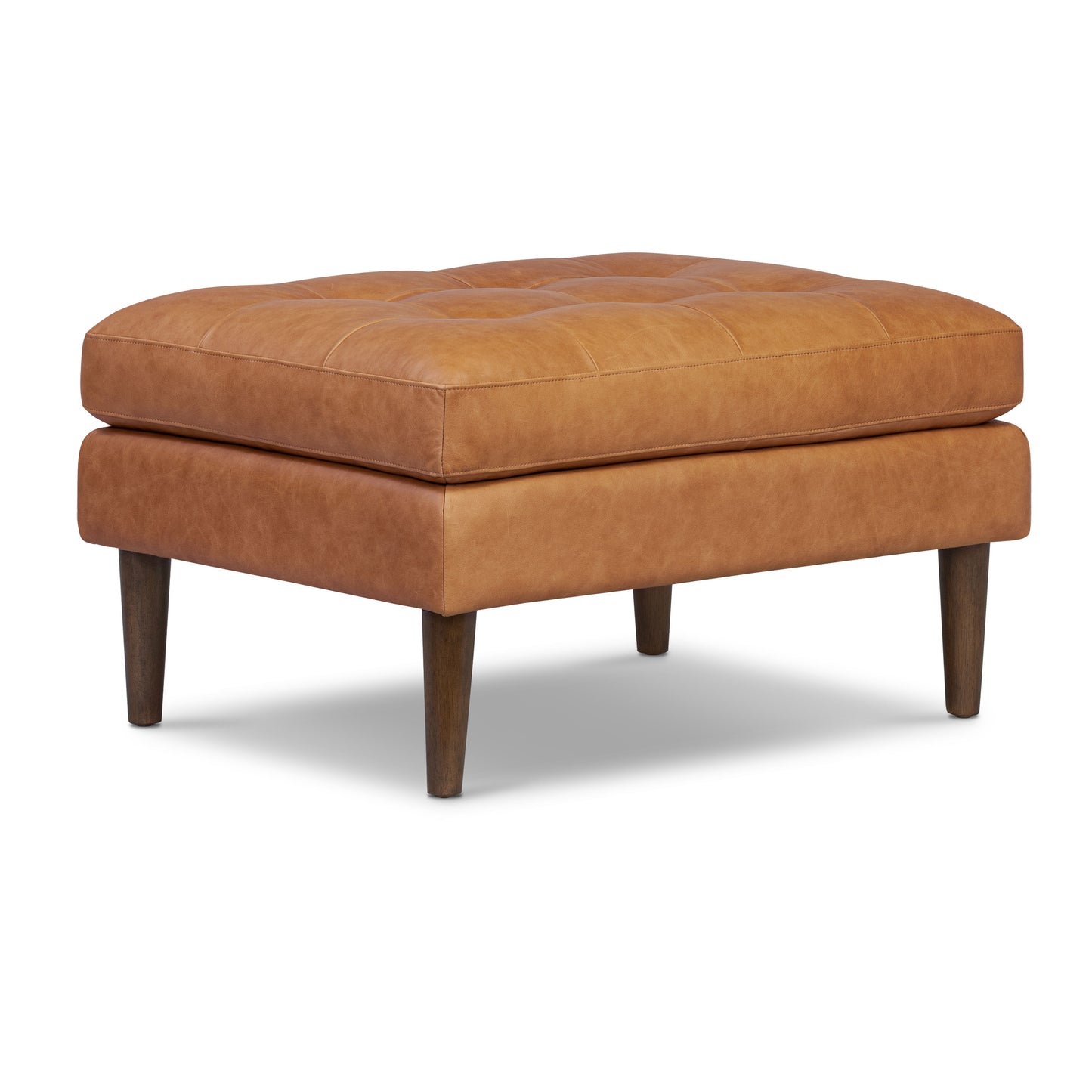 Napa Leather Ottoman | Cognac Tan