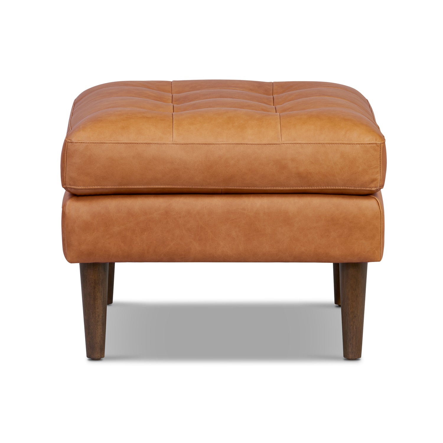 Napa Leather Ottoman | Cognac Tan 