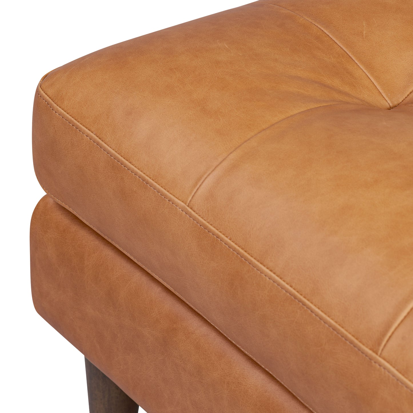 Napa Leather Ottoman | Cognac Tan