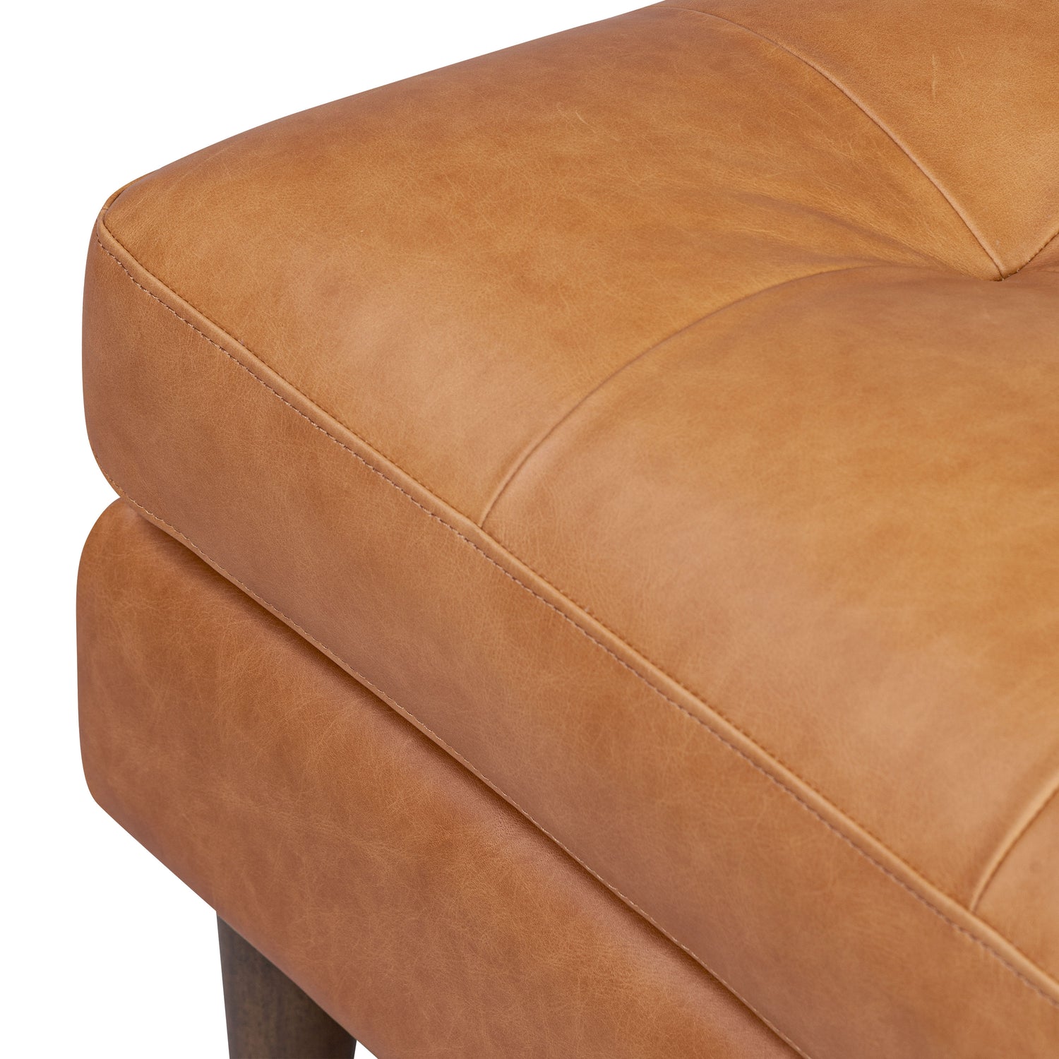 Napa Leather Ottoman | Cognac Tan 