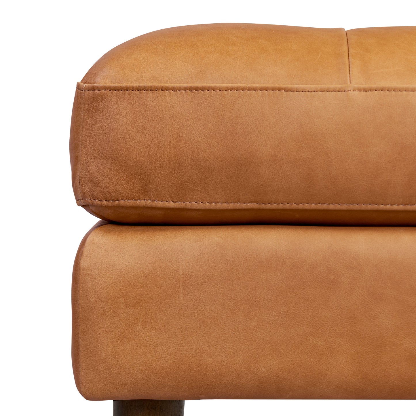 Napa Leather Ottoman | Cognac Tan
