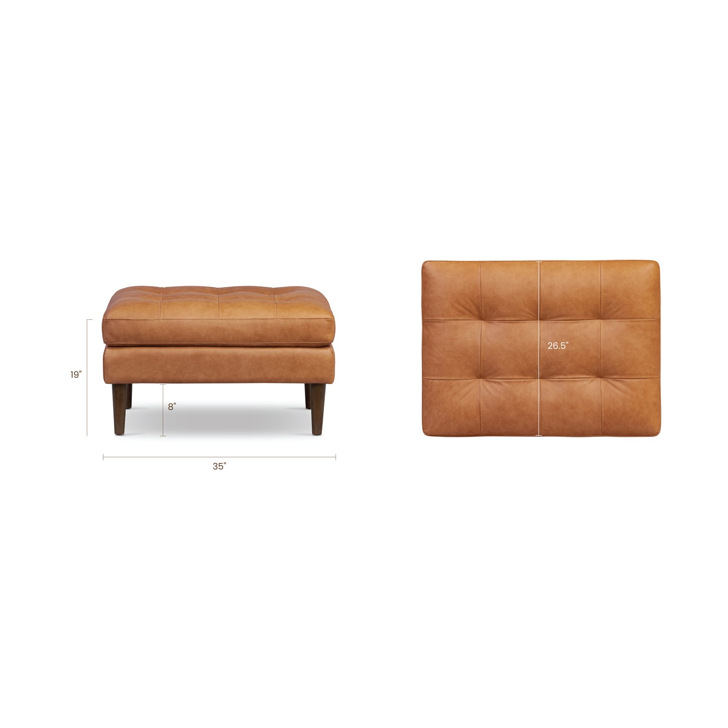 Napa Leather Ottoman | Cognac Tan