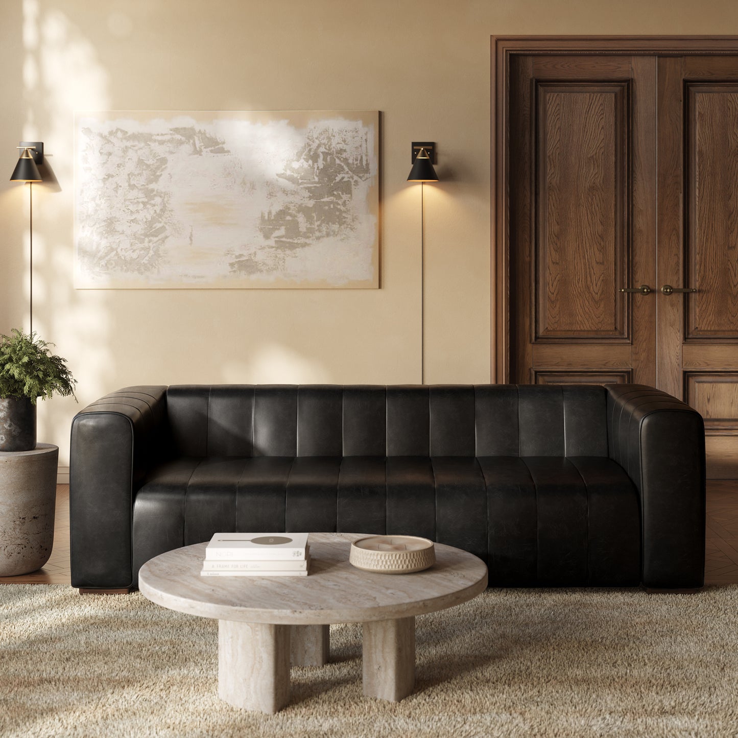 Canale 86" Leather Sofa | Onyx Black