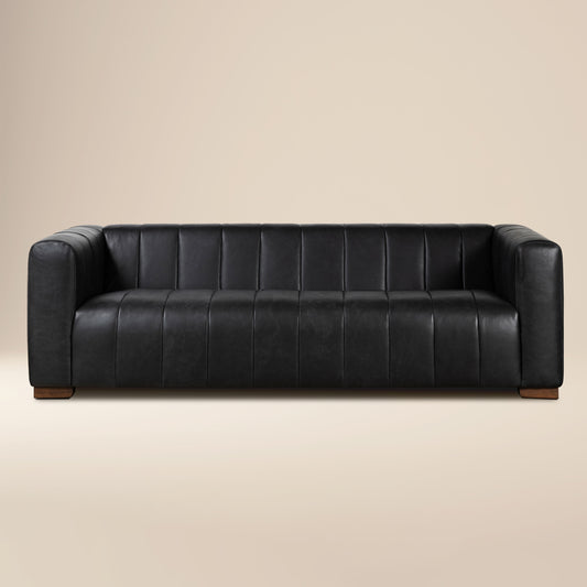 Canale 86" Leather Sofa | Onyx Black