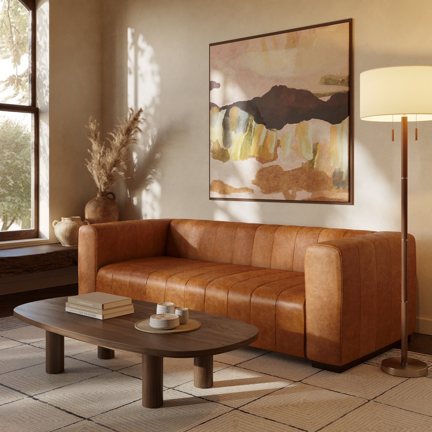 Canale 86" Leather Sofa | Cognac Tan