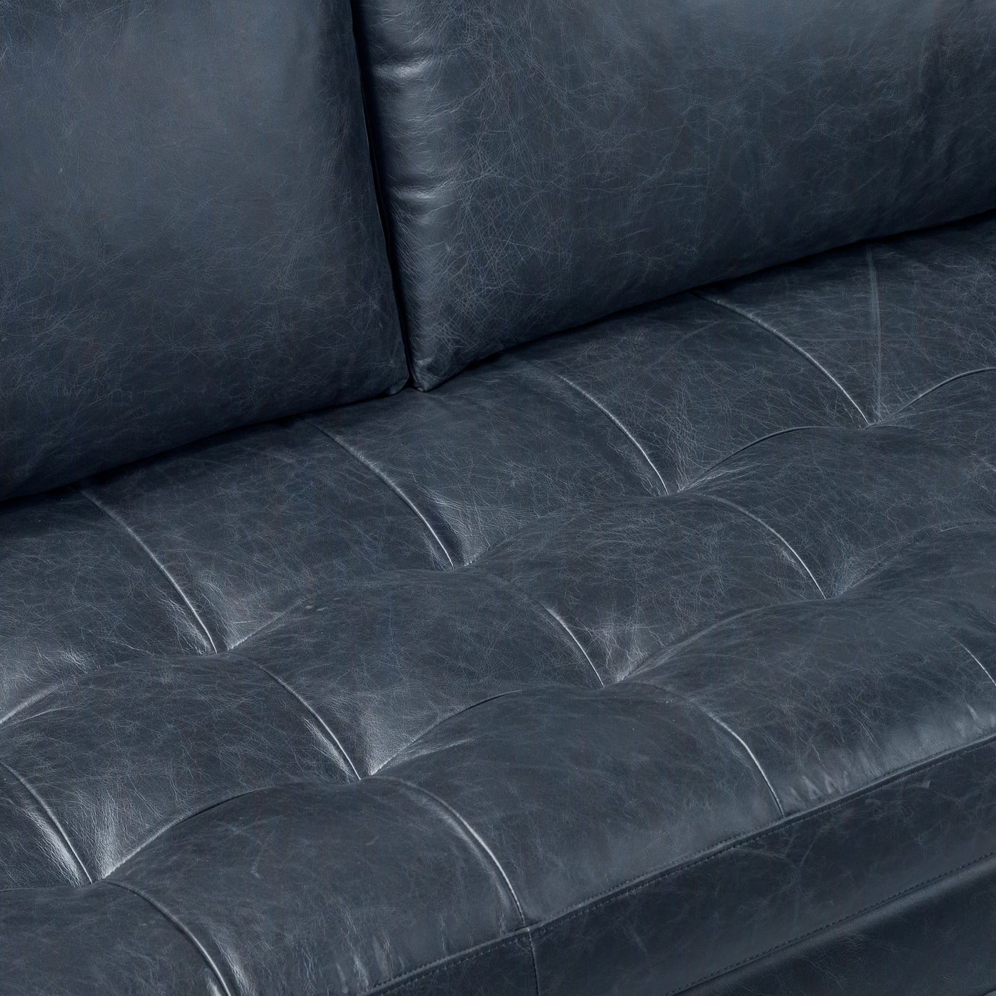 Napa 82" Leather Pull-Out Convertible Sleeper Sofa | Nightfall Blue