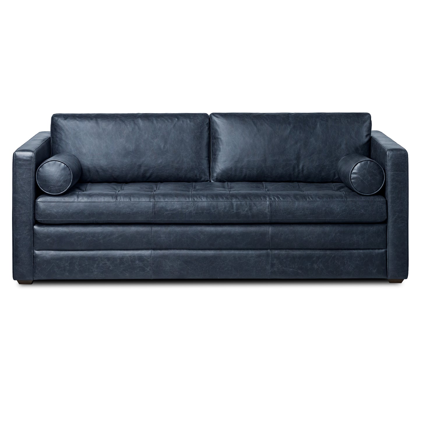 Napa 82" Leather Pull-Out Convertible Sleeper Sofa | Nightfall Blue