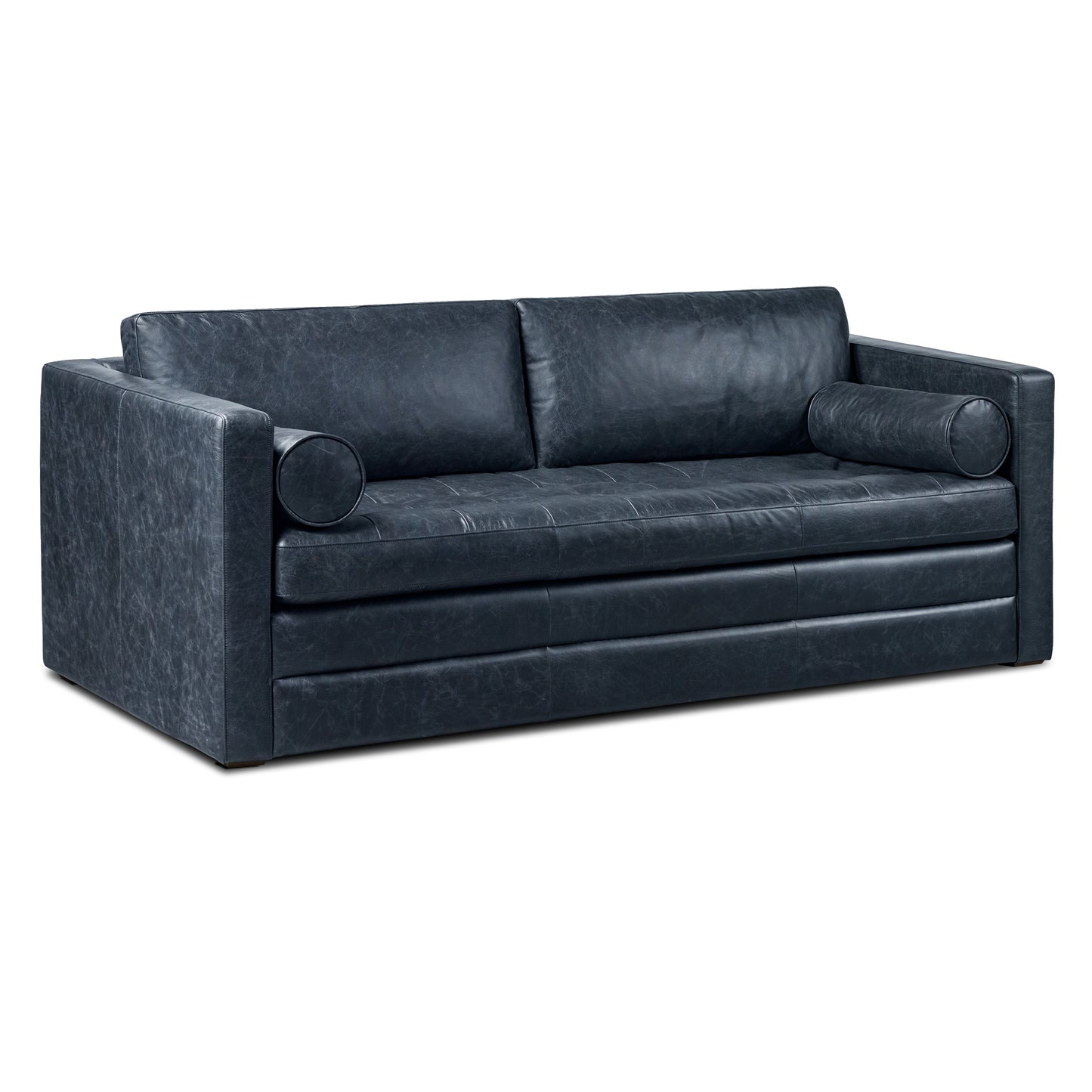 Napa 82" Leather Pull-Out Convertible Sleeper Sofa | Nightfall Blue