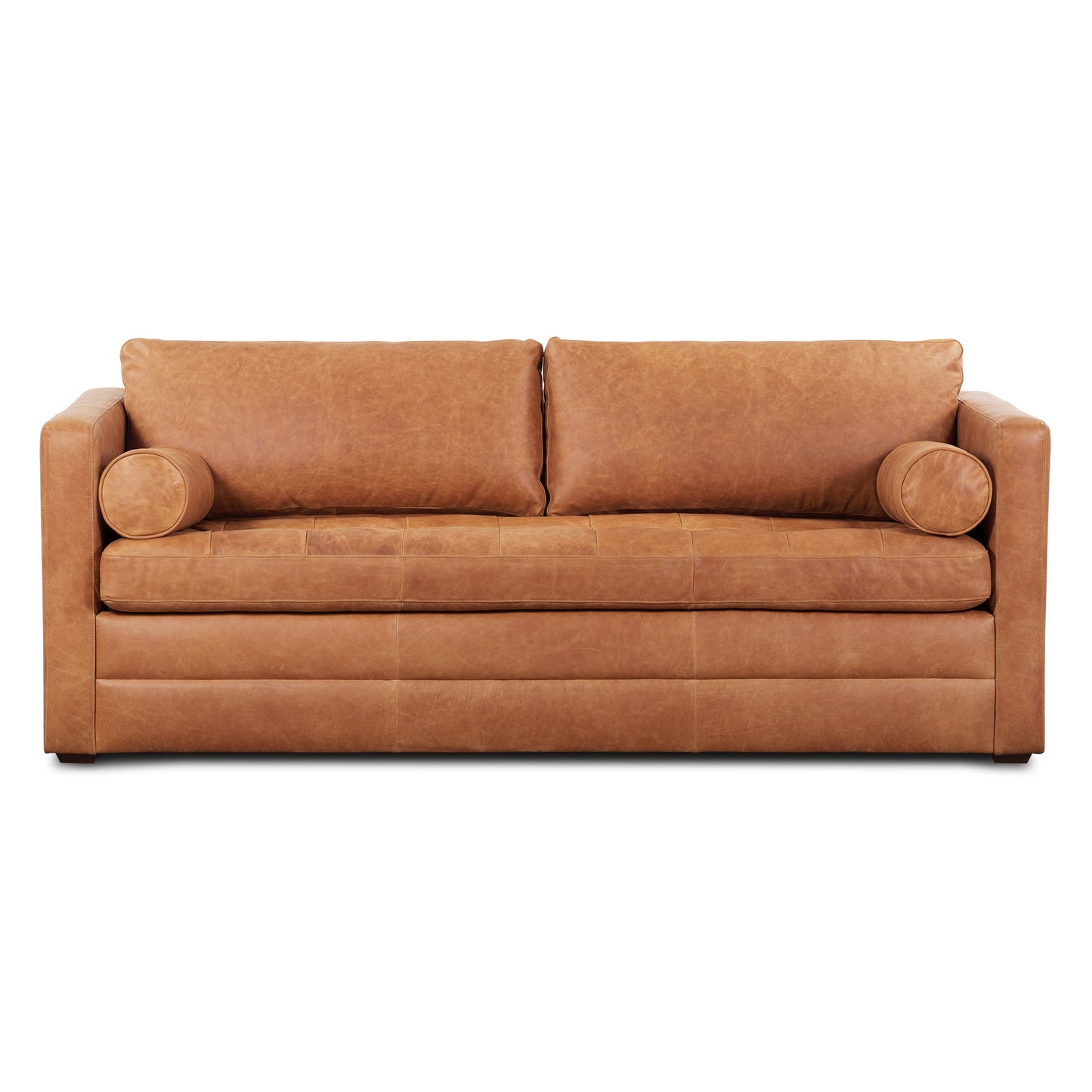 Napa 82" Leather Pull-Out Convertible Sleeper Sofa | Cognac Tan