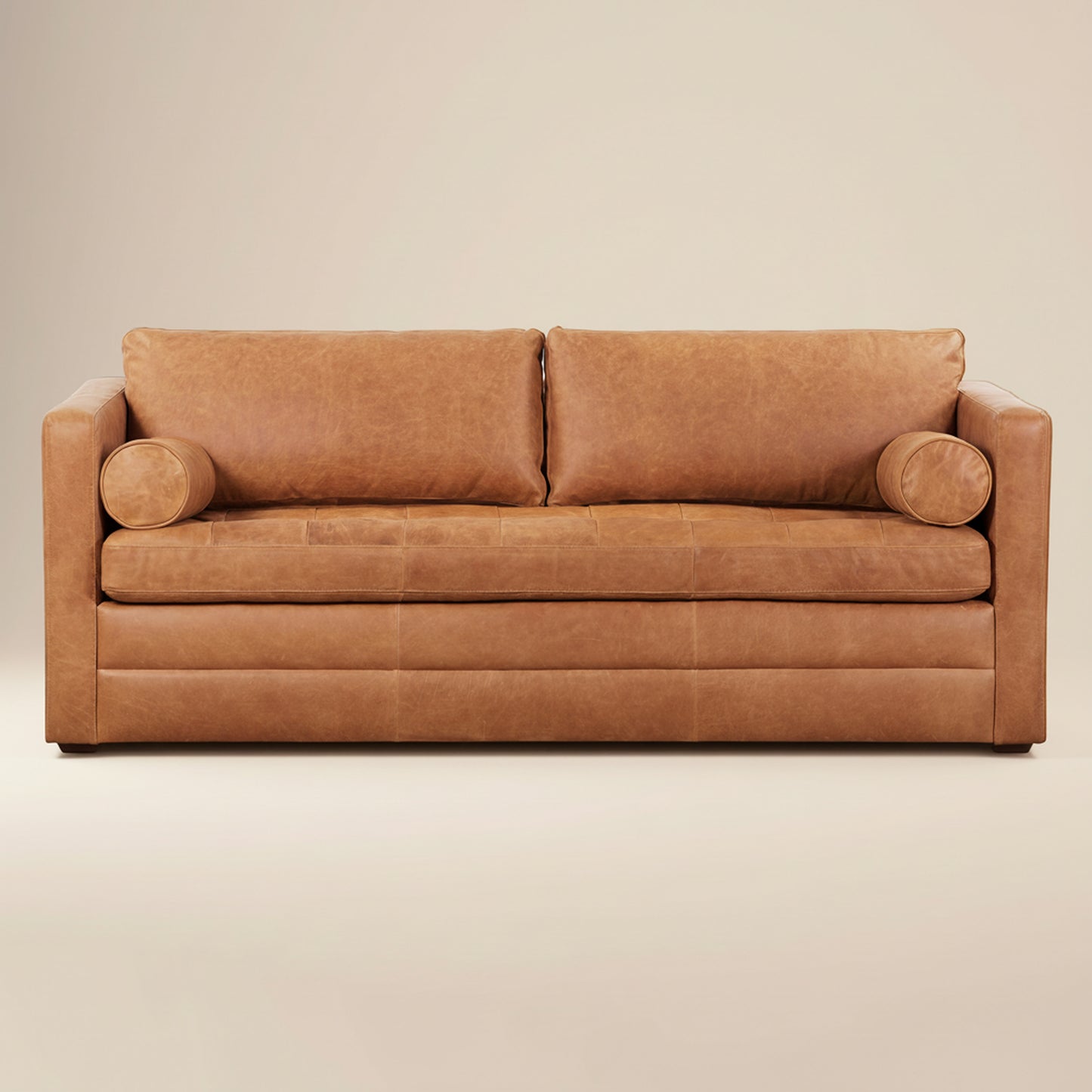 Napa 82" Leather Pull-Out Convertible Sleeper Sofa | Cognac Tan