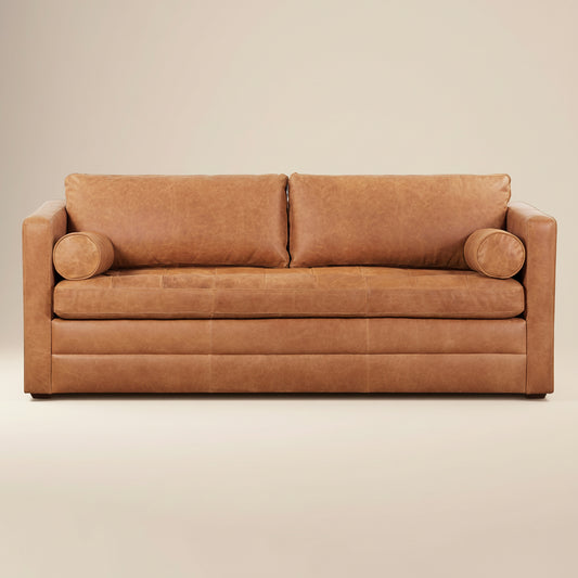 Napa 82" Leather Pull-Out Convertible Sleeper Sofa | Cognac Tan