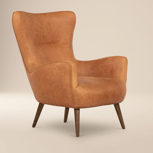 Aida Leather Lounge Chair | Cognac Tan | Single