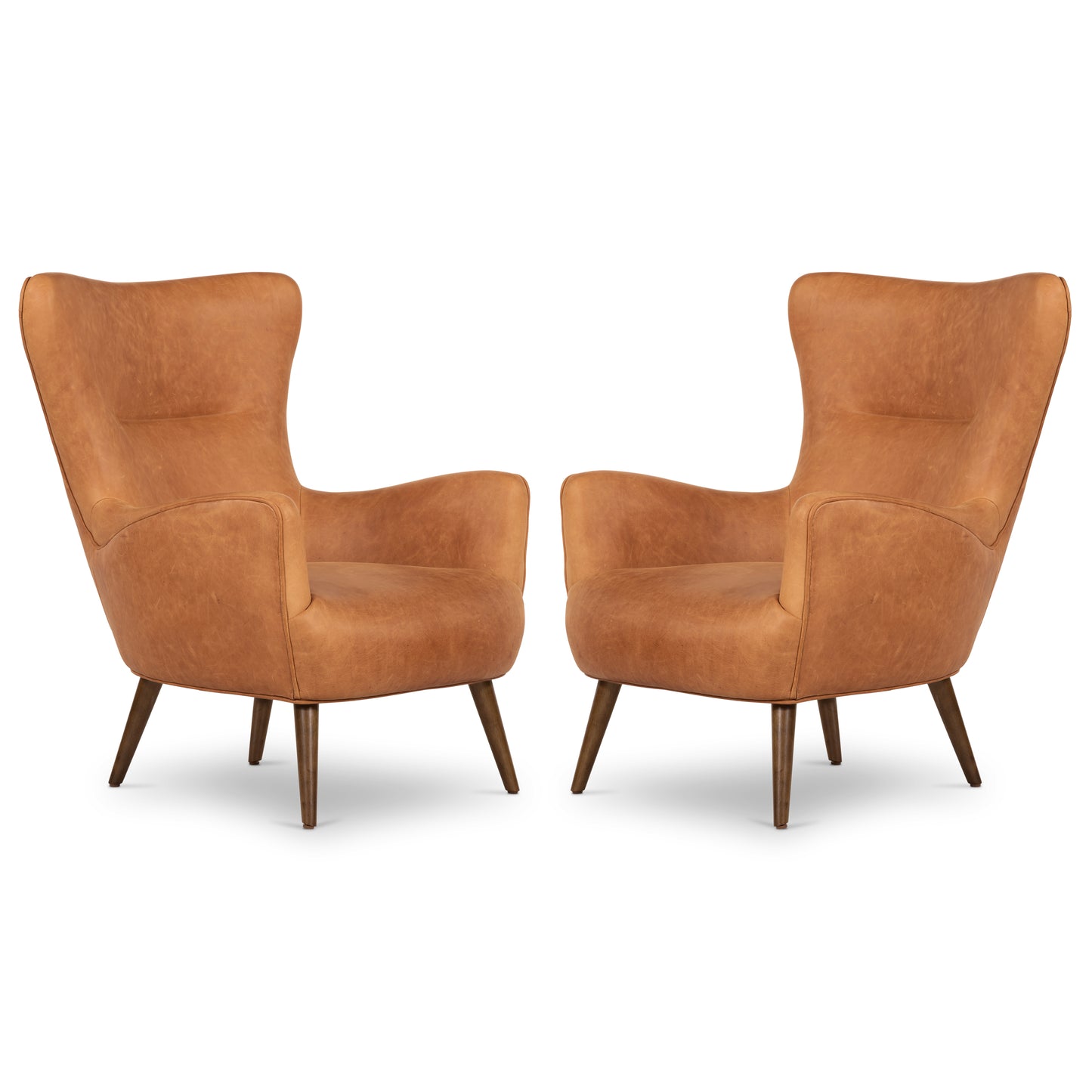 Aida Leather Lounge Chair | Cognac Tan | Set of 2