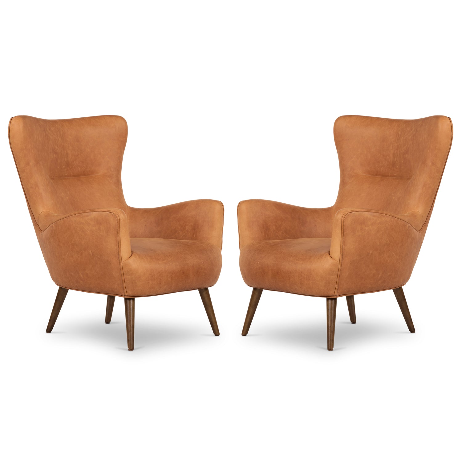 Aida Leather Lounge Chair | Cognac Tan | Set of 2 