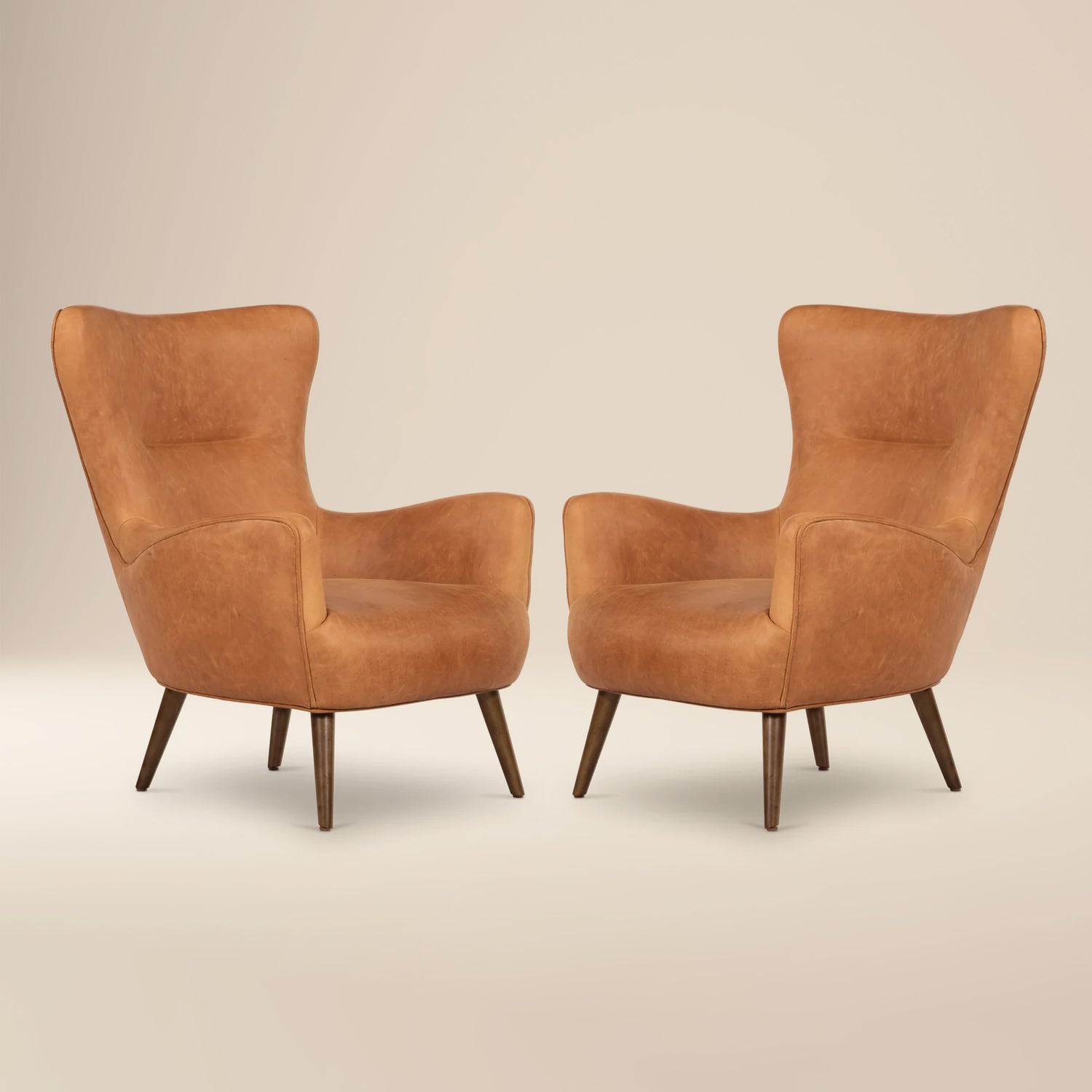 Aida Leather Lounge Chair | Cognac Tan | Set of 2 